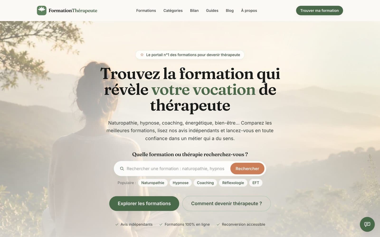 FormationTherapeute.fr : Accueil de formationtherapeute.fr : trouvez la formation qui révèle votre vocation de thérapeute