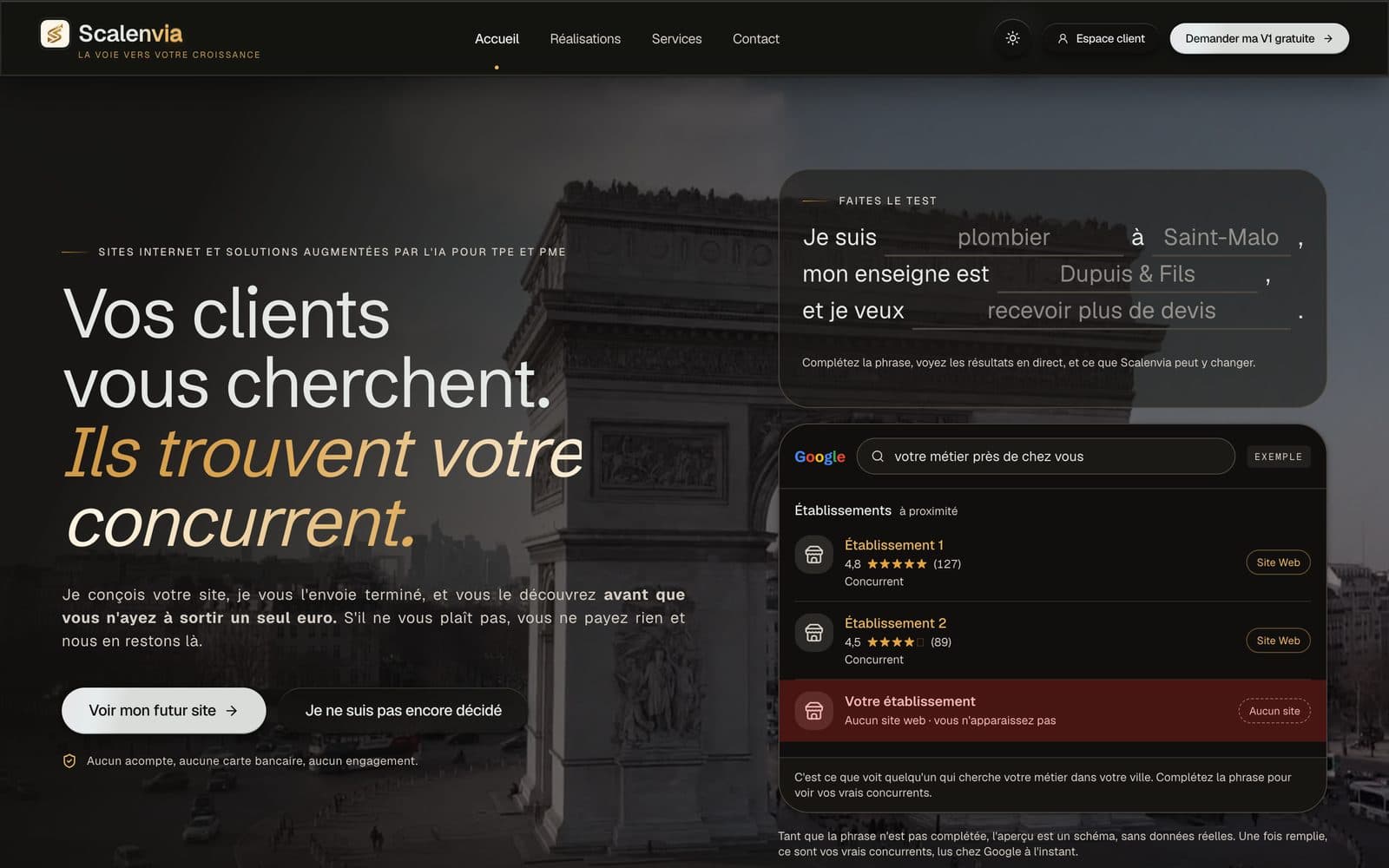 Page d'accueil de scalenvia.com : Vos clients vous cherchent, ils trouvent votre concurrent