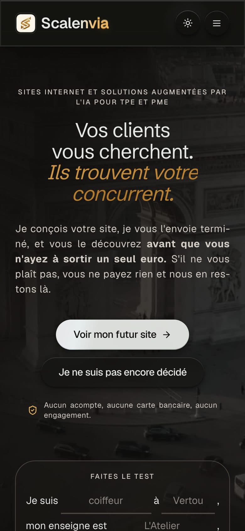 Accueil de scalenvia.com sur mobile