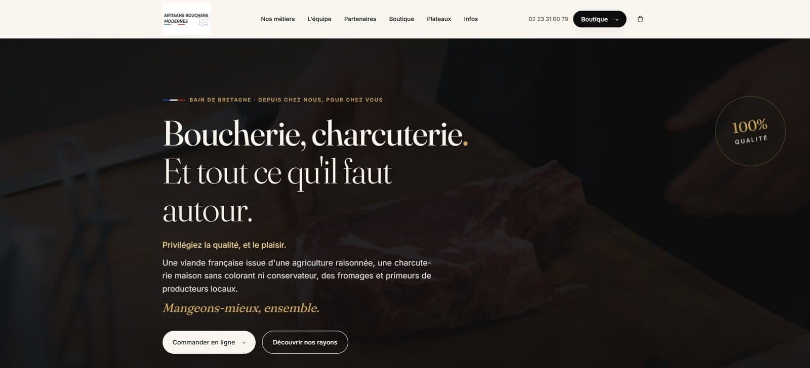 Site Artisans Bouchers Modernes, boucherie charcuterie, conçu par Scalenvia