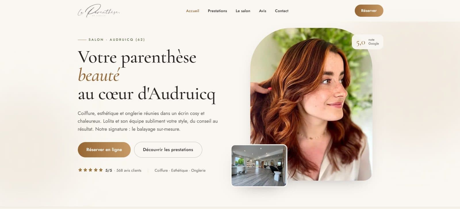 Site La Parenthèse by Lolita, salon de beauté à Audruicq, conçu par Scalenvia
